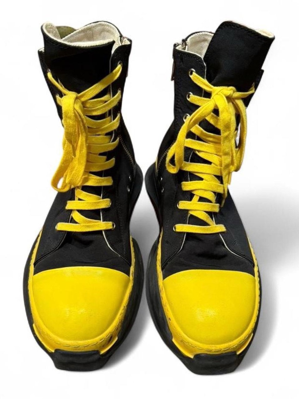 Rick Owens DRKSHDW Ramones Abstract High Top Black Yellow